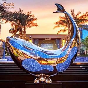 งานตกแต่งสวนกลางแจ้งแบบกำหนดเอง งานฝีมือโลหะ โลมาสแตนเลส - Product Image 2