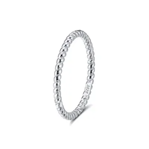 RINNTIN SR236 Modeschmuck Eternity Twist Rope Rings Frauen Schmuck Großhandel 925 Sterling Silber Band Ring