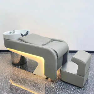 Modern Design High Quality Barbershop Commercial Furniture Shampoo <b>Bed</b> Lying Shampoo Chair with <b>LED</b> Lighting for Hair Salon - Product Image 3