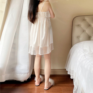 Camicia <span class=keywords><strong>da</strong></span> <span class=keywords><strong>Notte</strong></span> e Pigiama di Alta Qualità per <span class=keywords><strong>Taglie</strong></span> <span class=keywords><strong>Forti</strong></span>, 100kg, Ampio e Snellente, in Pizzo Elastico e Seta Ghiaccio con Imbottitura al Seno - Product Image 4