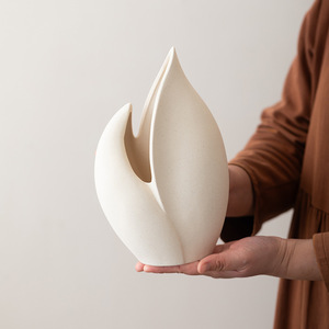 Petit vase à fleurs en céramique givrée, design minimaliste et créatif, pour salon, bureau, support hydroponique pour fleurs - Product Image 5