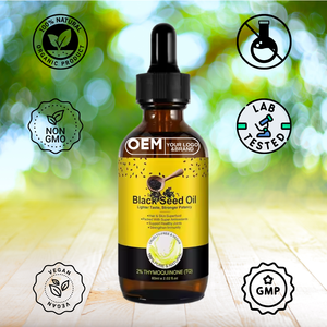 OEM/ODM 100% penekan dingin alami minyak biji hitam suplemen <span class=keywords><strong>Herbal</strong></span> untuk pertumbuhan rambut dewasa produk kecantikan pijat wajah - Product Image 2