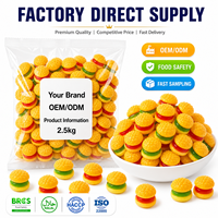 Bonbons gélifiés en forme de hamburger, halal, saveurs fruitées assorties, fabrication en gros OEM ODM, TIK TOK