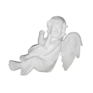 花园装饰西方坐白色小天使雕像