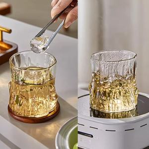 Mug à café latte côtelé résistant à la chaleur, <span class=keywords><strong>en</strong></span> <span class=keywords><strong>verre</strong></span> borosilicate transparent de haute qualité, design 'Party Tree Stump', pour jus, lait et thé - Product Image 5