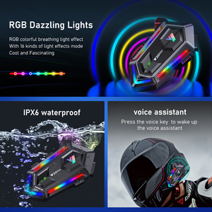 Y20MAX 16แสง RGB effetcs การจับคู่อินเตอร์คอมการเล่นสกี300เมตร2คนพูดชุดหูฟังสื่อสารสำหรับหมวกกันน็อกชุดหูฟังอินเตอร์เฟส TYPE-C - Product Image 2