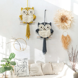 <span class=keywords><strong>Tapisserie</strong></span> <span class=keywords><strong>de</strong></span> cordes en coton hibou blanc, tenture murale tissée, macramé, décoration pour la maison, pour enfant - Product Image 1