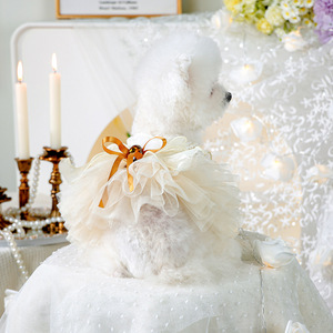 Pet Fluffy Gauze Dress Cute Summer High Formal Wedding Dress Polyester <b>Material</b> Chinese New Year Customization Available - Product Image 2