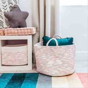 Cesta de Almacenamiento de Cuerda de Algodón Tejida, Cesta para Juguetes, Cesto para Ropa Sucia, Cesta para Guardería - Product Image 6