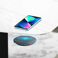 Chargeur de téléphone sans fil dissimulé pour postes de travail et comptoirs de cuisine, charge rapide, aucun adhésif de surface requis