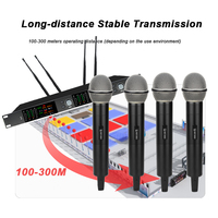 Kit professionnel de microphones sans fil UHF 4 canaux True Diversity, vente en gros d'usine OEM ODM pour performances en direct et églises