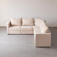 Canapé modulaire sectionnel inclinable en L 3 places de qualité export, avec revêtement en lin durable, design écologique, idéal pour appartement moderne et hôtel