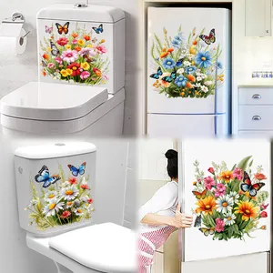 Parlak çiçek kümeleri kelebekler duvar Sticker güzel ve tuhaf kelebek çıkartmaları oturma odası dekoratif duvar kağıdı