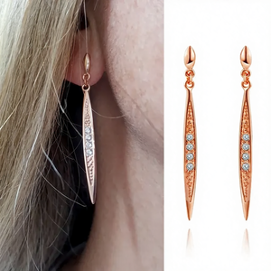 ต่างหูแบบห้อยสำหรับผู้หญิง สไตล์พังก์ ทันสมัย ดีไซน์รูปทรงเรขาคณิต ลายพืช ชุบทองคำสีกุหลาบ ประดับด้วยเพชรคิวบิกเซอร์โคเนียและคริสตัล <span class=keywords><strong>LAMOON</strong></span> - Product Image 1