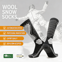 Chaussettes de ski en laine professionnelles, épaisses et chaudes, antidérapantes, pour l'hiver