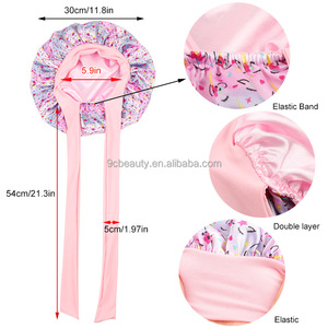 Bonnet pour enfants en satin double couche imprimé <span class=keywords><strong>de</strong></span> haute qualité en gros avec lien - Product Image 2