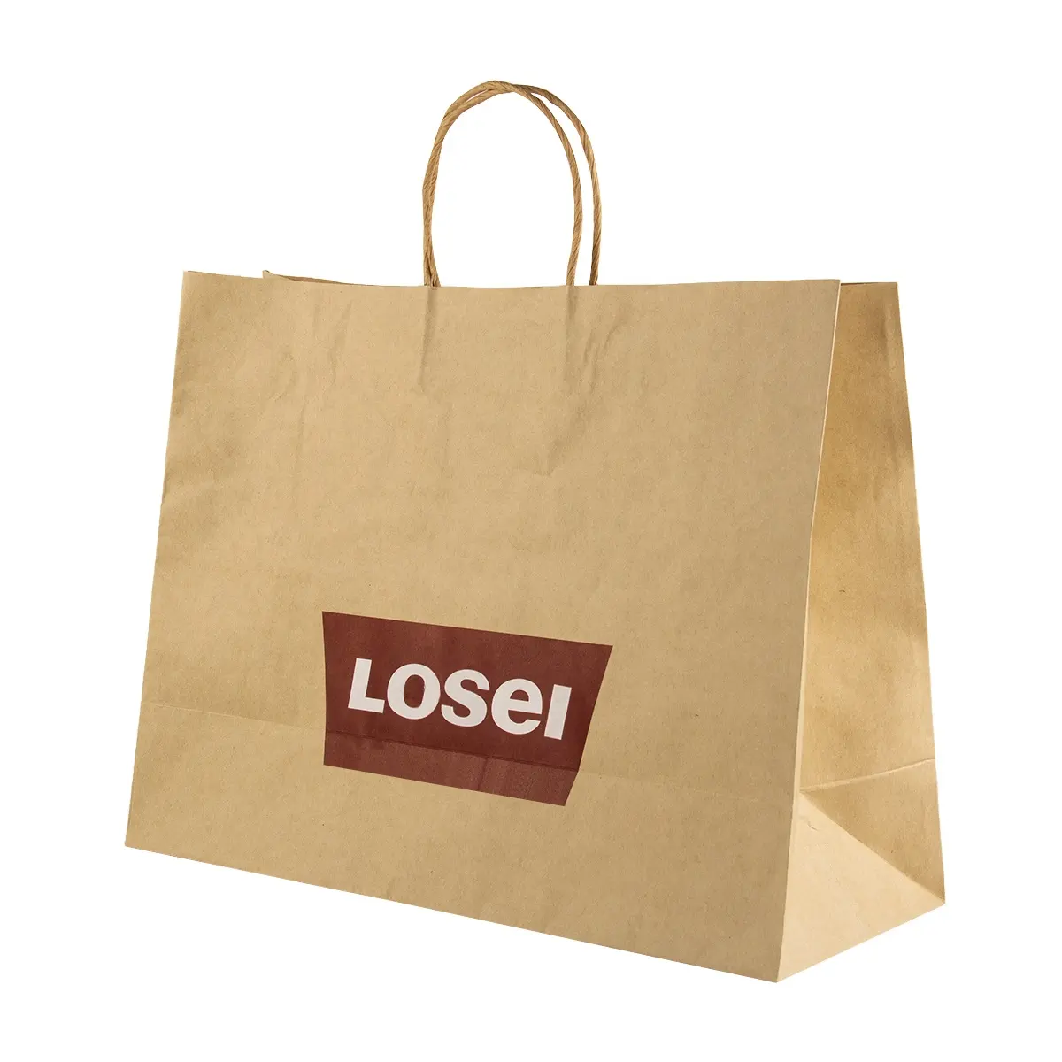 Wholesale Custom Logo Eco Friendly Take Away Food Bag Recycled Brown Kraft Shopping Paper Bags