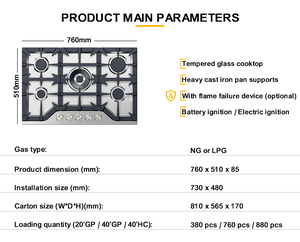 High Quality Cooking Surface Chinese Factory 5 Burner Gas With 30 Inch Built in Parrillas a Gas - Product Image 3
