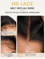 Perruque complète en dentelle frontale indienne Remy, densité 200%, 100% cheveux humains bruts, naturelle, réaliste, volumisante, sans colle, personnalisable