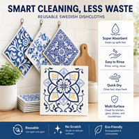 Éponge de nettoyage de cuisine réutilisable en tissu suédois écologique à marque privée, 70 % cellulose, 30 % coton, biodégradable
