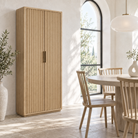 Armoire à vin haute à deux portes avec poignée de bar pour salle à manger ou espace bar