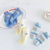 Chaussettes courtes pour garçons, douces, imprimées de dessins animés, antibactériennes, jacquard, à rayures étoilées, fines, printemps-été pour bébés