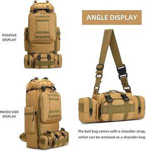 Sac à dos de randonnée robuste de 70 L, sac à dos d'expédition de grande capacité avec poche de ceinture amovible, sangles MOLLE pour le camping et la randonnée - Product Image 1