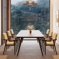 Ensemble de table de bureau en bois massif nordique pour 6 à 8 personnes, table de conférence, de réception et de négociation avec chaises pour le salon