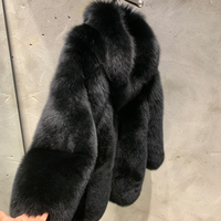 Manteau en fourrure de haute qualité, véritable fourrure de renard, manches longues, manteau de luxe en fourrure de renard naturelle noire