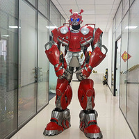 Costume d'armure mecha rouge et noir unisexe pour adulte avec yeux LED pour spectacles sur scène et accessoires Comic Con
