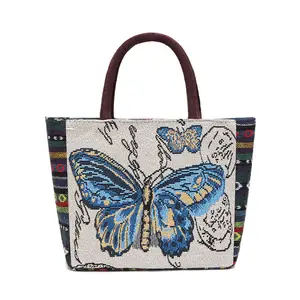Retro big capacity tote canvas shoulder bags shopping bag fashion Butterfly cat rabbit canvas bag