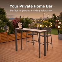 Ensemble de bar extérieur moderne en composite bois-plastique WPC, chaise en alliage d'aluminium antirouille pour jardin, patio, pub, terrasse