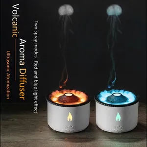 Volcanic Jellyfish Humidifier Defuser 360ml Portable Smart Ultrasonic Electric Flame Volcano Aroma Diffusers With Remote Control