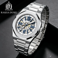 Montre squelette RAKSA DUKE pour homme, bracelet en acier, montre mécanique automatique pour la vente en gros