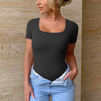 Ropa de mujer al por mayor Top de una pieza Top de manga corta Camiseta gimnasio Fitness para mujer Body