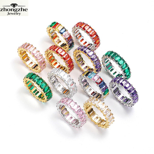 Anello Zhongzhe CE con Zirconia Multicolore, Elegante Anello in Acciaio Inossidabile 316L Placcato Oro per Donna, Gioiello Regalo - Product Image 1
