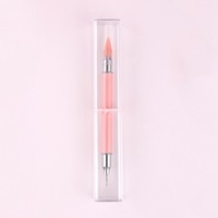 Vente chaude Double Usage Nail Art Diamant Outil Double Tête Tige En Métal Adhésif Points De Pointage Crayon Point Stylo Nylon Brosse