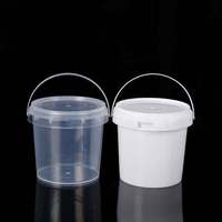 Seau en Plastique de Qualité Alimentaire 1L Transparent, avec Poignée et Couvercle, Baril en Plastique à Vendre
