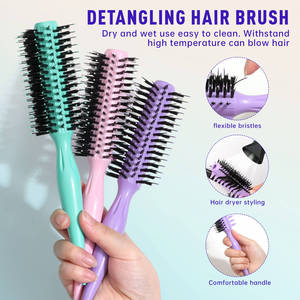 Custom <b>Detangler</b> <b>Brush</b> Flexible Curly Hair <b>Brush</b> <b>Detangling</b> Hairbrush with Boar Bristles for Women GZ RTS Bulk Mixed Order - Product Image 2