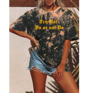 T-shirt décontracté à manches courtes en coton et lin, col rond, motif tie-dye, style européen et américain, été <span class=keywords><strong>2022</strong></span> - Product Image 2