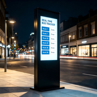 Kiosque interactif autonome pour arrêt de bus, kiosque d'information Android Ultra HD avec liaison optique complète pour les transports publics