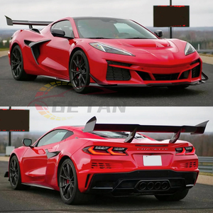 Для 20-Up Corvette C8 Z06 ZR1 стиль сухой карбоновый задний спойлер высокого крыла кронштейн и карбоновый передний капот двигателя обвес - Product Image 3