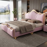 Luxuriöses Modernes Weiches Kunstleder Kiefernholz King Queen Size Montiertes Aufbewahrungs-Boxspringbett Hochwertiges Schlafzimmermöbel