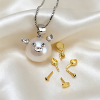 Pendentif cochon baroque en argent S925 fait main DIY, collier de perles irrégulières, support creux pour femme, plateau vide, accessoire de fabrication de bijoux
