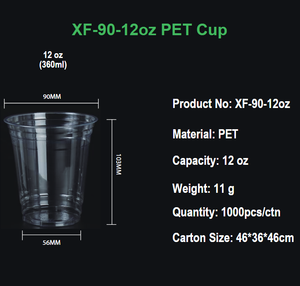 Gobelets à bulles jetables écologiques et compostables 90 mm 12 oz en plastique PLA avec logo personnalisé MOQ 10000 pièces - Product Image 2
