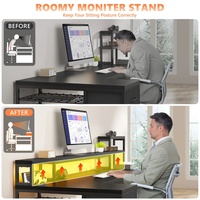 AJUNION Extra Grote 71 inch L-vormige computerbureau van carbon fiber met 3 laden en stopcontact