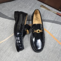 Nouveaux Mocassins Penny Homme 2026 de Haute Qualité en Cuir Bleu Marine Brillant à Enfiler pour Tenues Décontractées ou Professionnelles