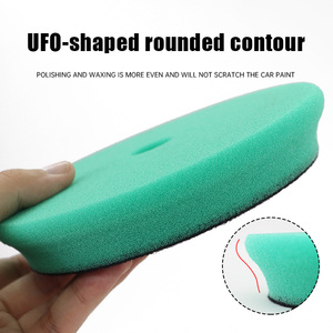 Tampon de polissage en <span class=keywords><strong>mousse</strong></span> double <span class=keywords><strong>action</strong></span> de 150 mm (6 pouces) vert à surface plane et bord biseauté, tampon de coupe intensive pour l'entretien automobile - Product Image 2