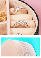 Petite bague de voyage personnalisée en cuir PU pour fille et dame Boîte ronde de rangement pour bijoux de luxe