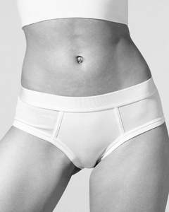 Culottes de bikini taille basse à coupe haute pour adultes, sous-vêtements blancs tricotés vierges pour sublimation, pour la personnalisation de bikinis imprimés - Product Image 1